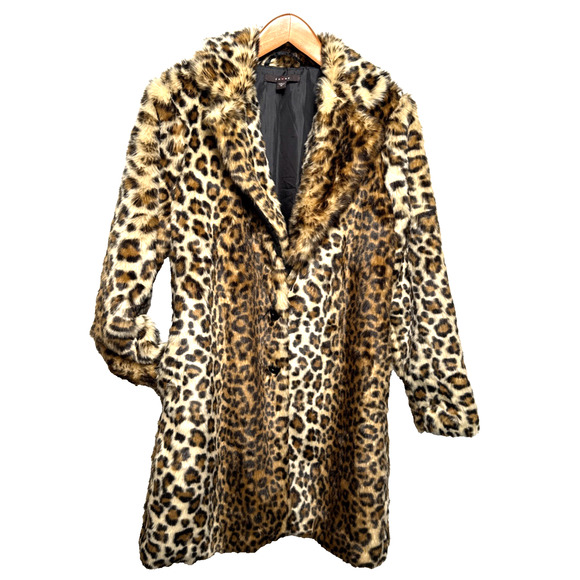 Leopard Print Faux Fur Coat Size M Women’s NWOT Fall Jacket Brown Black Animal - Picture 1 of 14